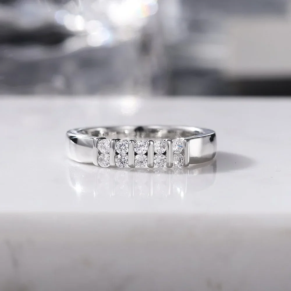 😍Double Row Big Round CZ Dainty Casual Fashion Eternity Rings for Women, L049